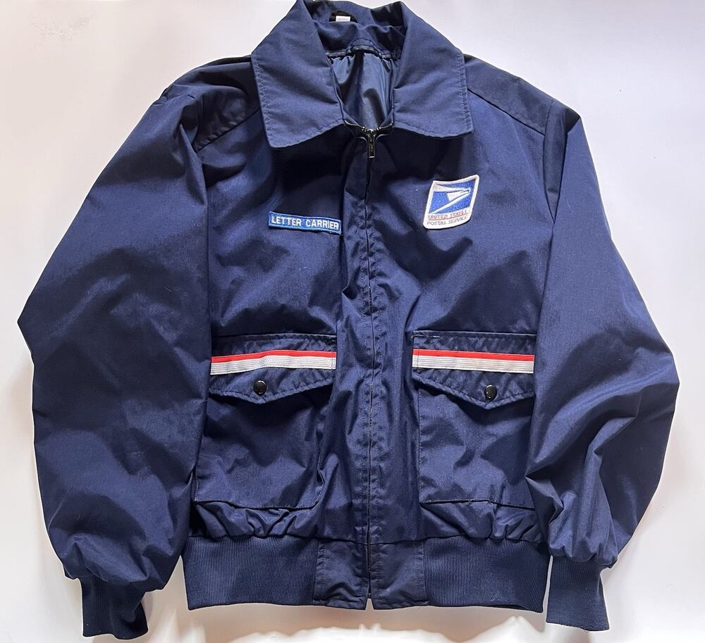 Vintage USPS Letter Carrier Bomber Jacket Blue Men’s Sz L *No Zip-In Liner*